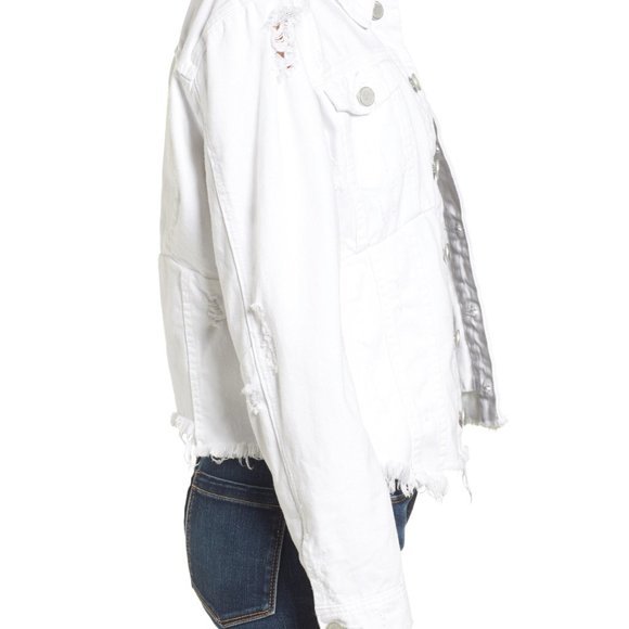BLANK NYC Frayed Distressed Denim Jacket white - Picture 4 of 16